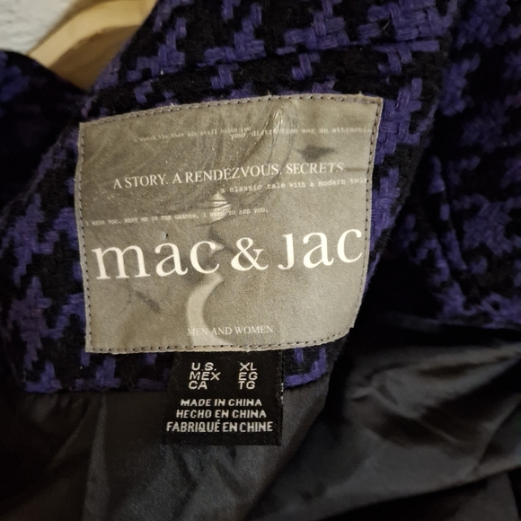 Mac & Jac Purple Houndstooth Cropped Wool Jacket Coat Trapeze - Picture 9 of 13